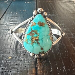 Navajo Augustine Largo Sonoran Turquoise & Sterling Silver Cuff